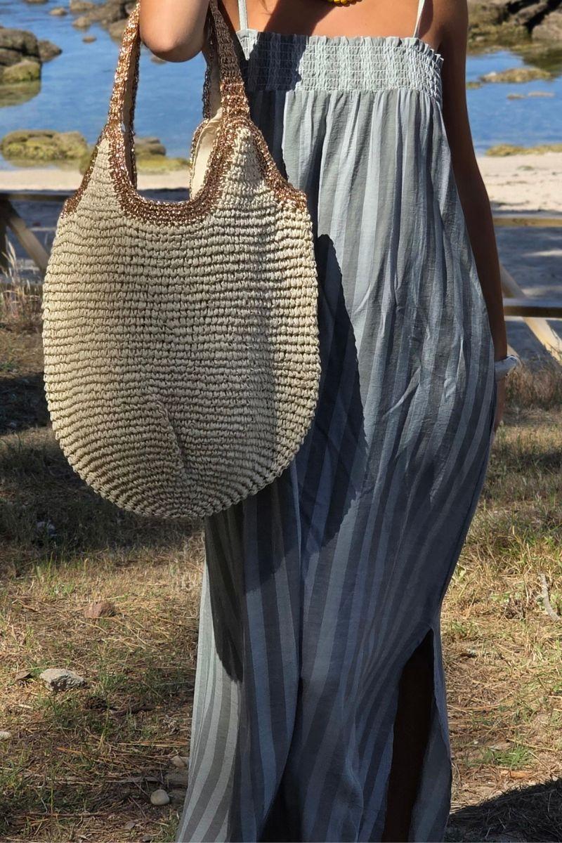 Bolso de Playa en Natural y Dorado