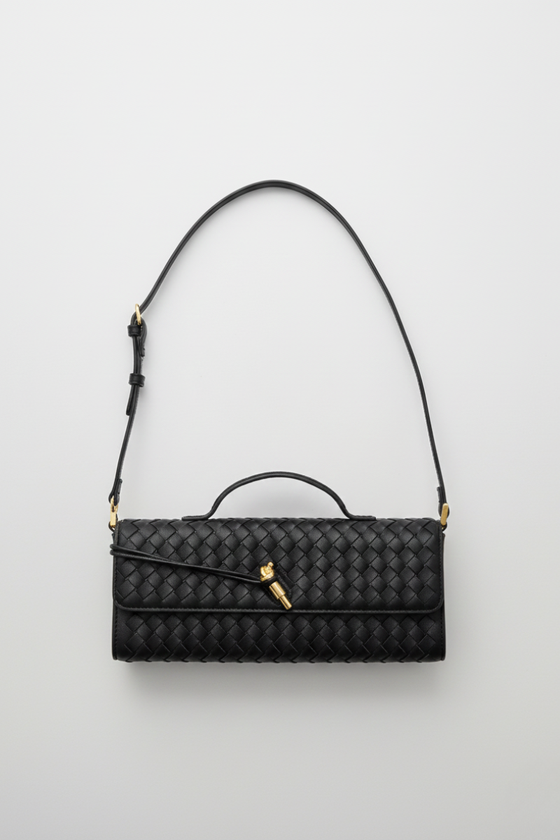 Bolso Baguetto Trenzado Negro