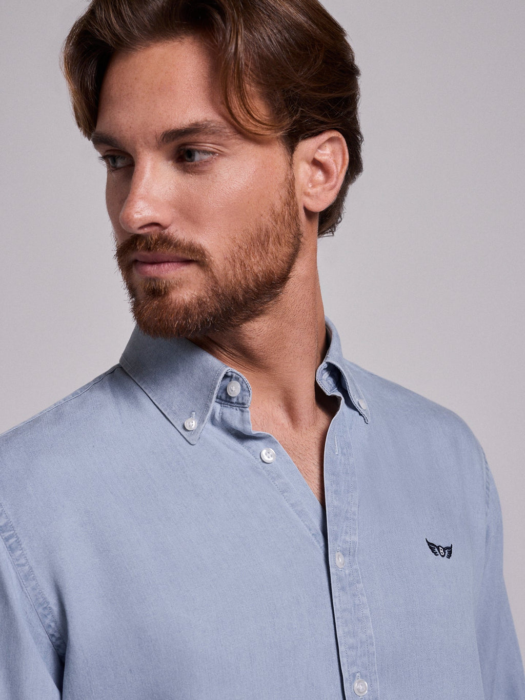 Guillermo Camisa de Corte regular Azul lisa