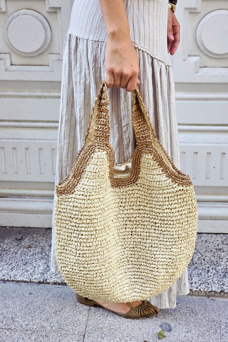 Bolso de Playa en Natural y Dorado