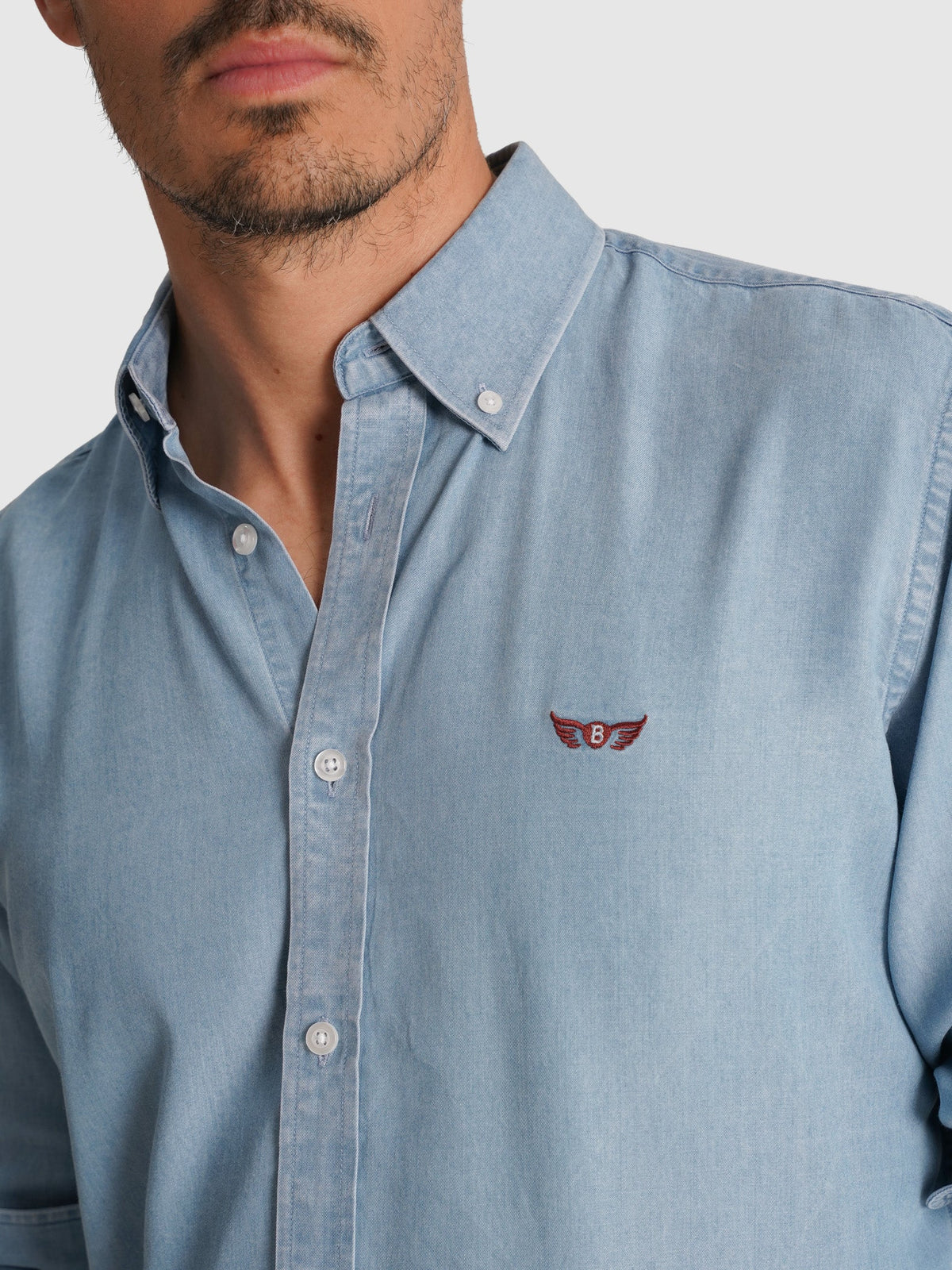 Guillermo Camisa de Corte regular Azul lisa