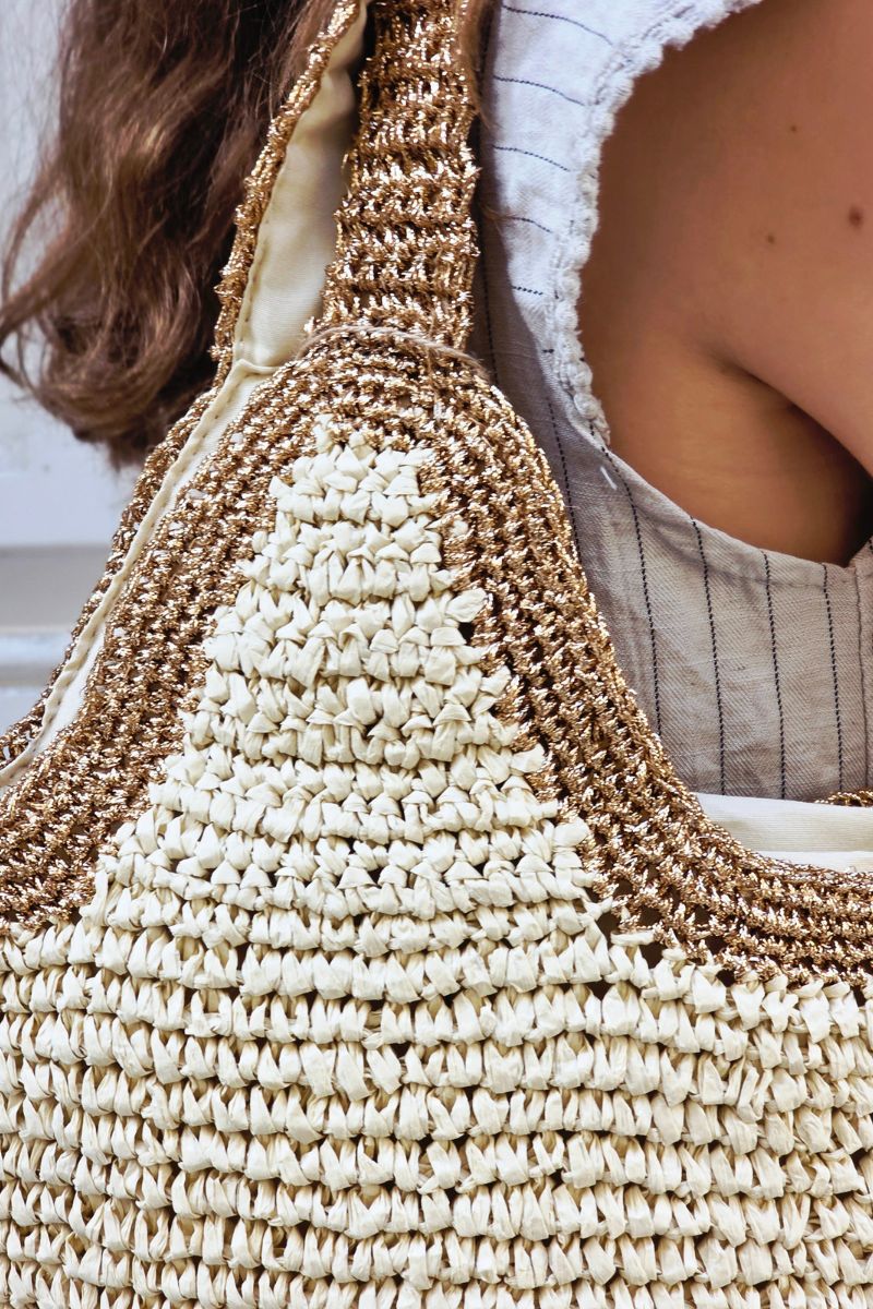 Bolso de Playa en Natural y Dorado