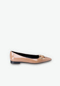 Patent Leather Pointed Toe Flats with Gold Buckle