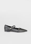 Studded Mary Jane Flats with Metallic Buckles