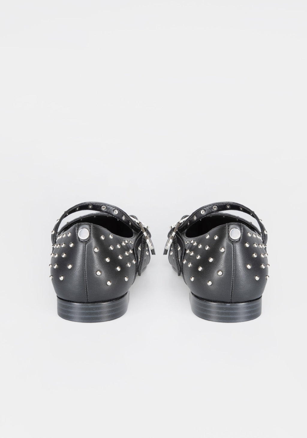 Studded Mary Jane Flats with Metallic Buckles