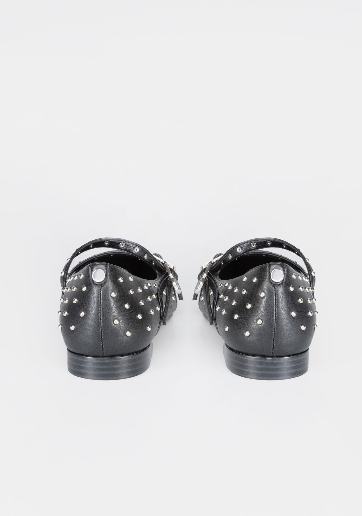 Studded Mary Jane Flats with Metallic Buckles