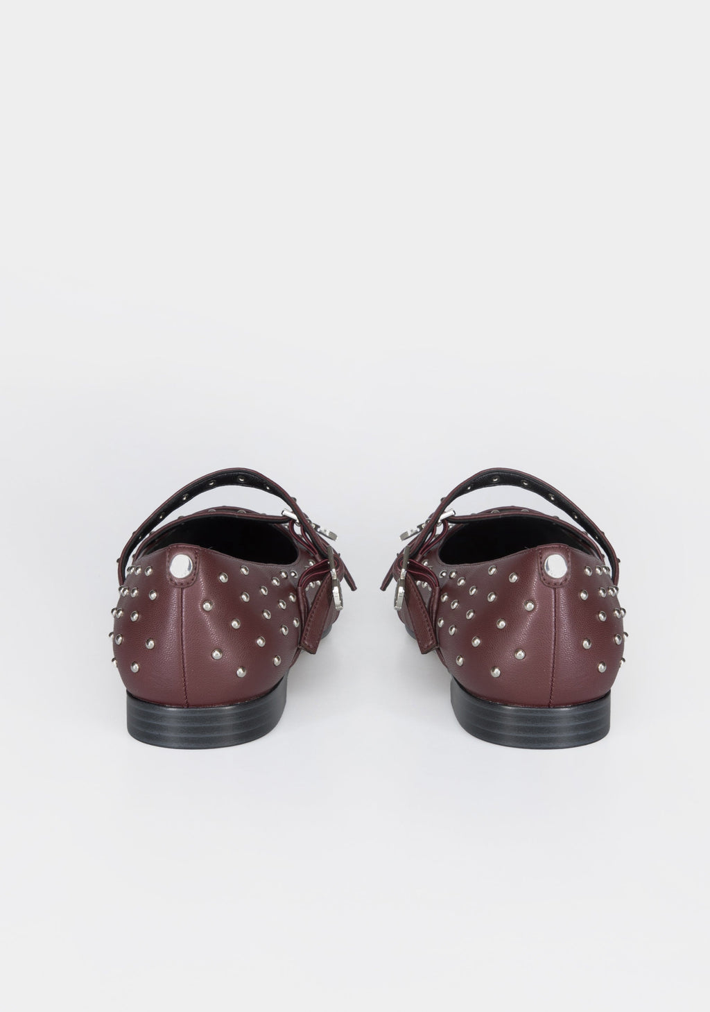 Studded Mary Jane Flats with Metallic Buckles