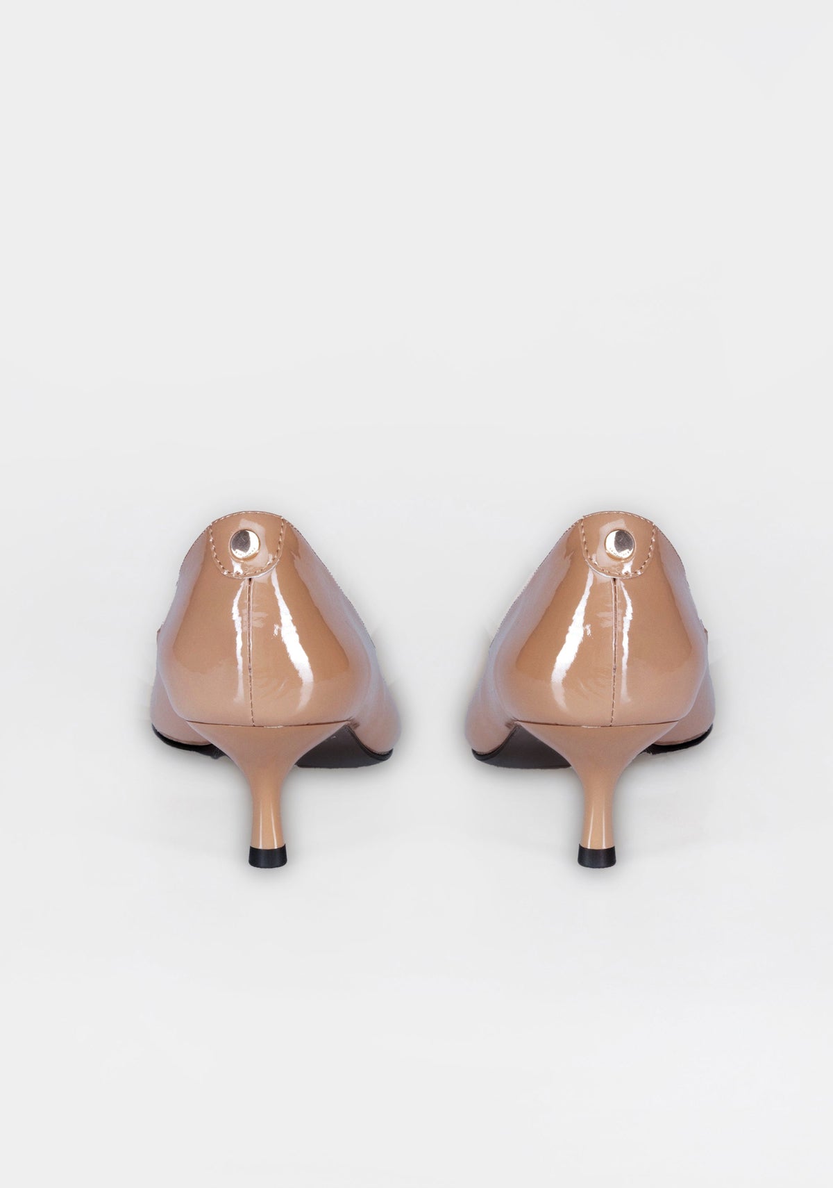 Patent Leather Kitten Heel Pumps with Iconic Buckle