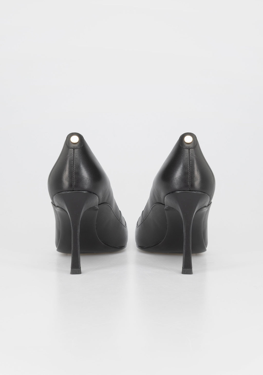 Leather High-Heel Pumps with Gold Buckle Detail