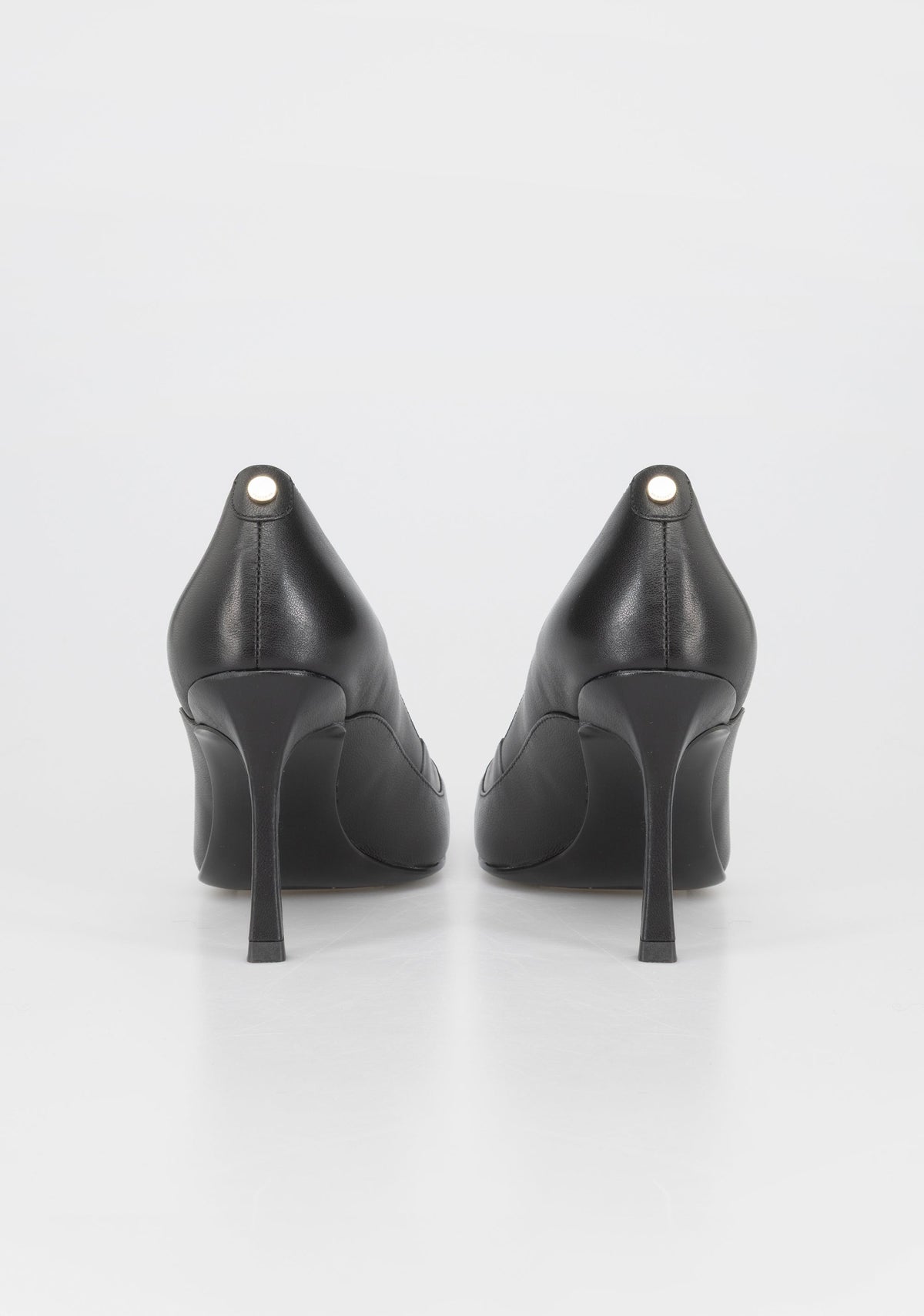 Leather High-Heel Pumps with Gold Buckle Detail