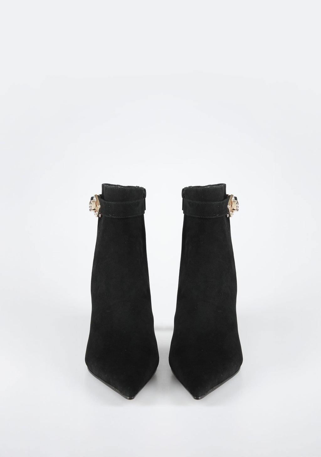 Elegant Suede Ankle Boots with Jewel Buckle