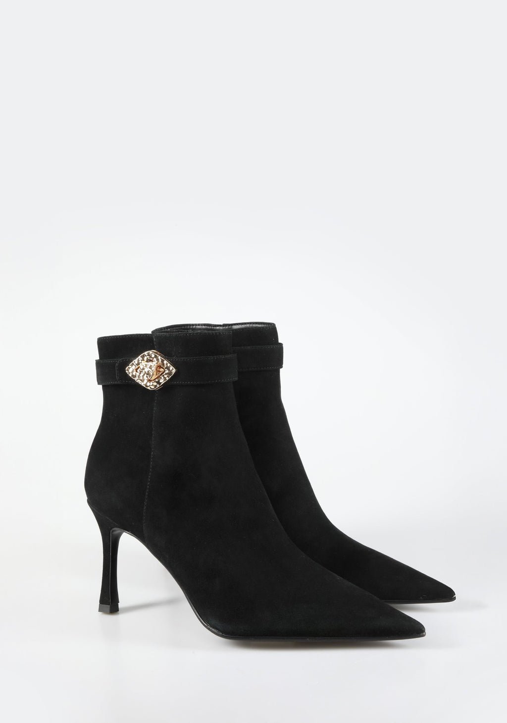 Elegant Suede Ankle Boots with Jewel Buckle