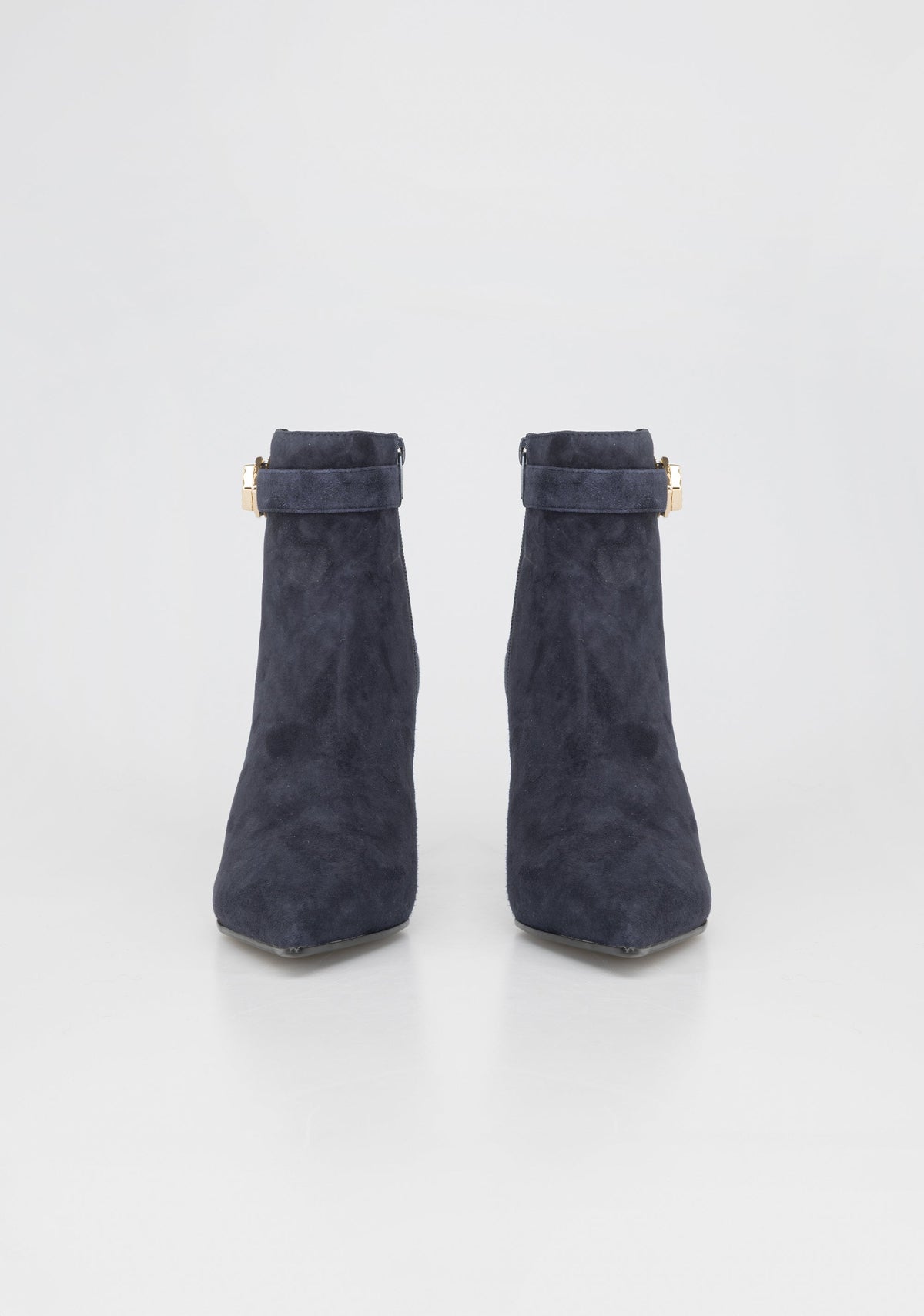 Elegant Suede Ankle Boots with Jewel Buckle