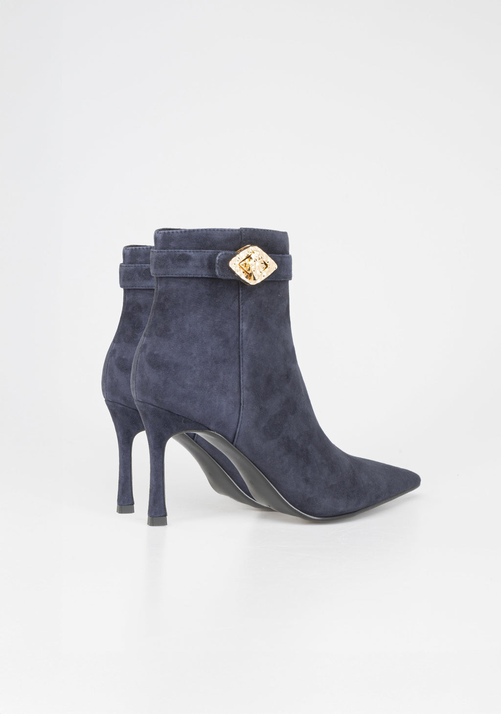 Elegant Suede Ankle Boots with Jewel Buckle