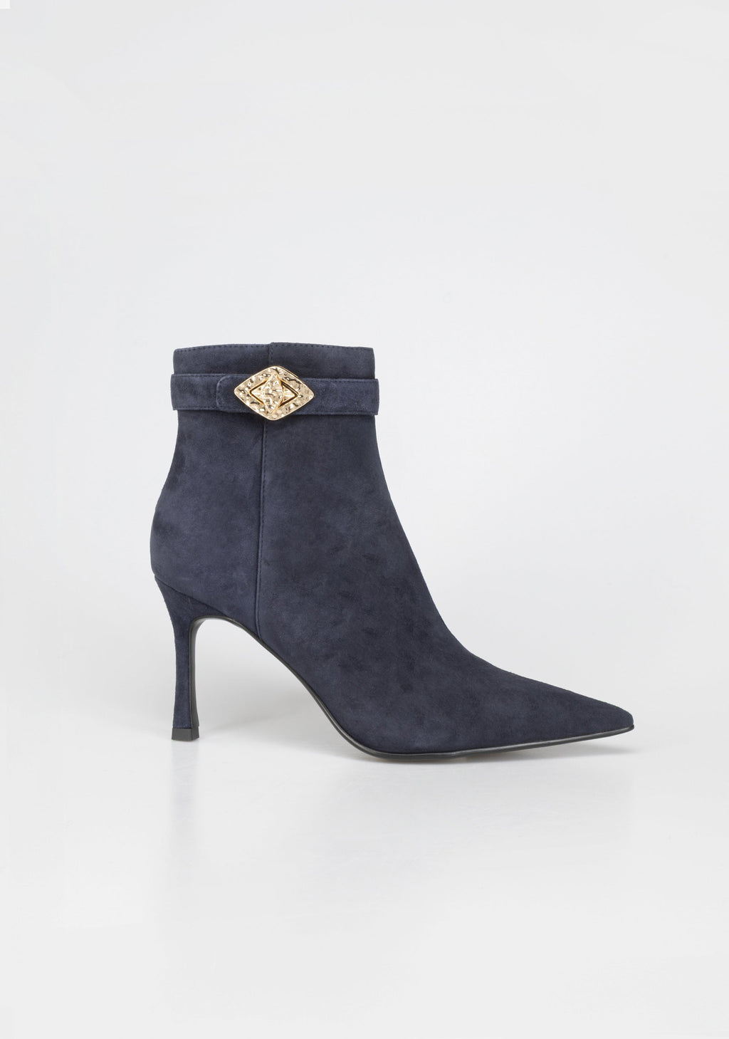 Elegant Suede Ankle Boots with Jewel Buckle