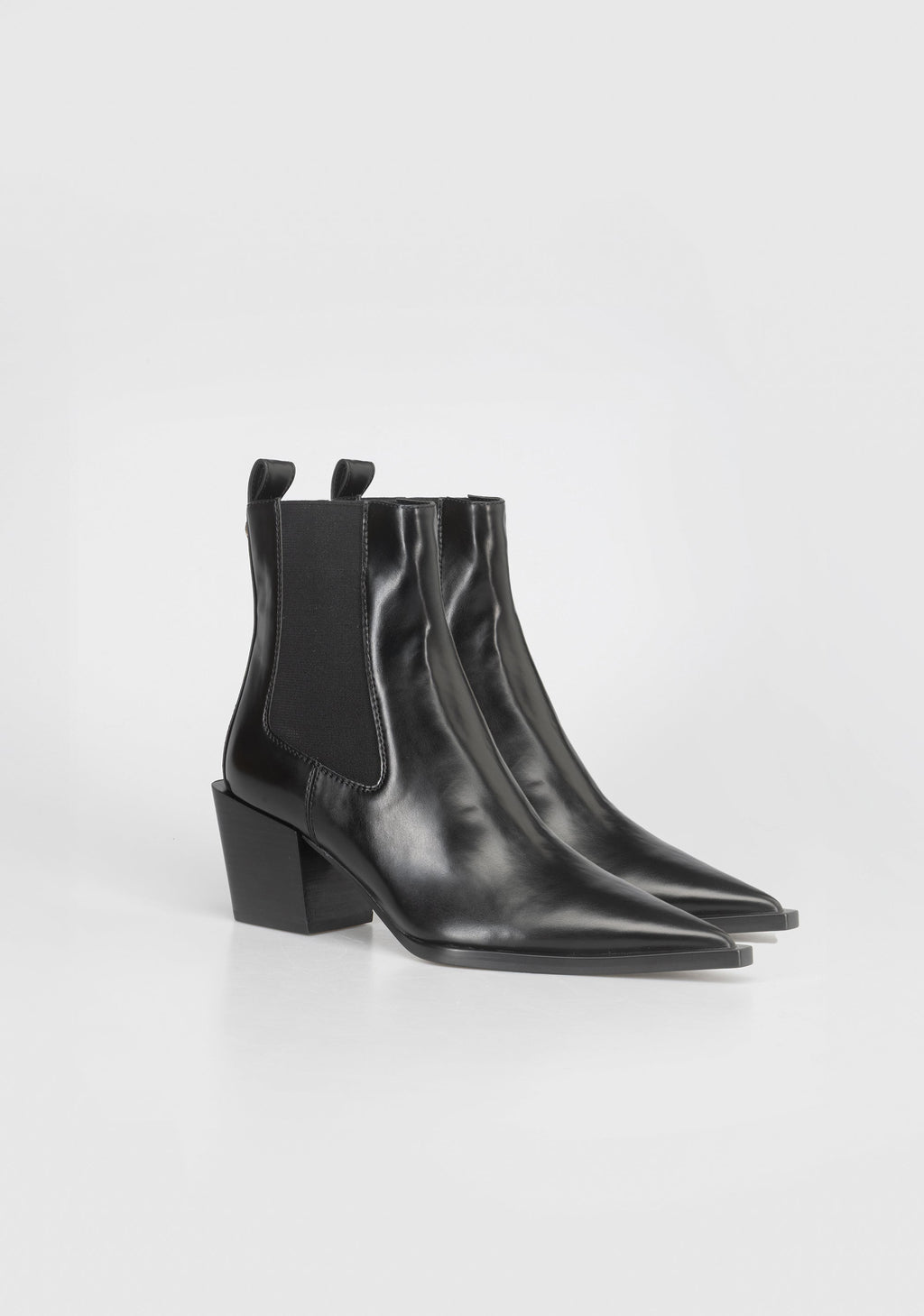 Modern Chelsea Ankle Boots with Pointed Toe and Geometric Heel