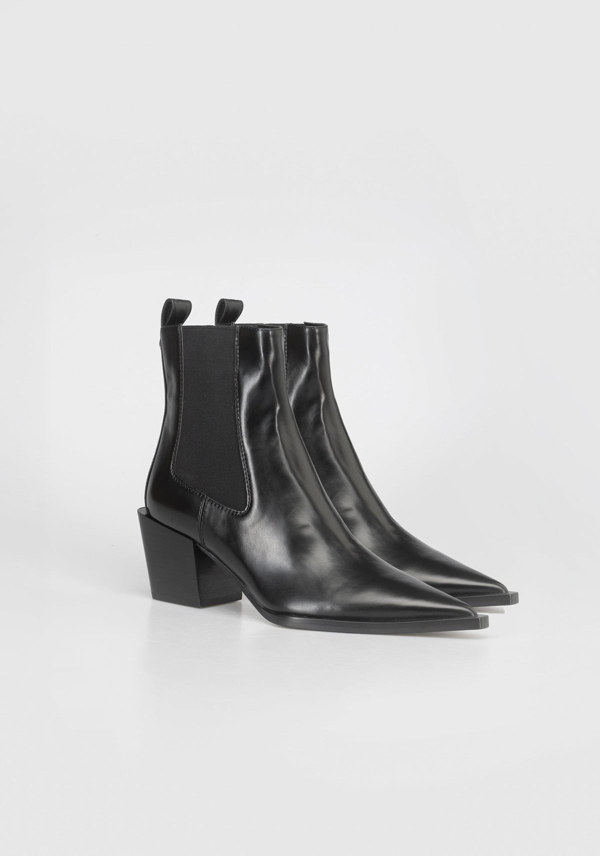 Modern Chelsea Ankle Boots with Pointed Toe and Geometric Heel