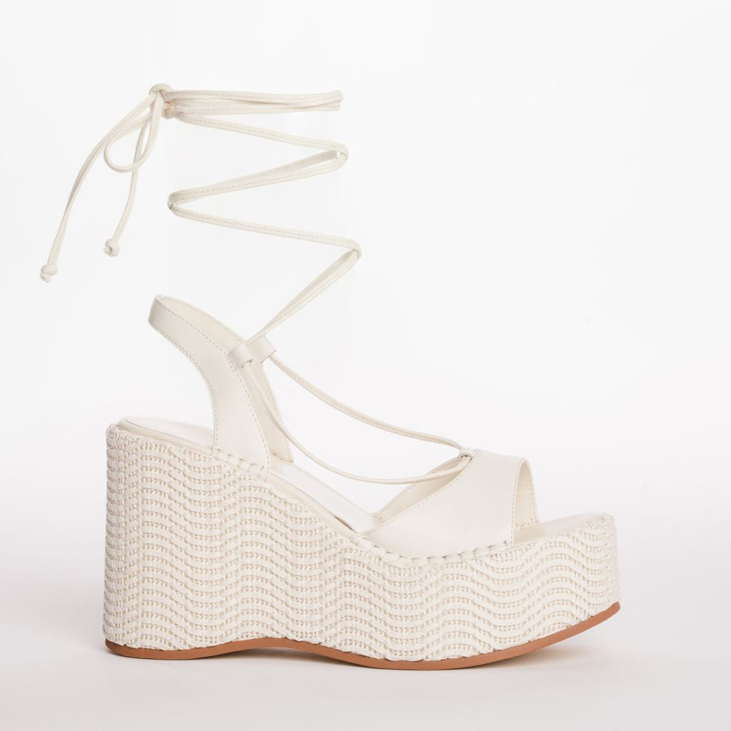 High Wedge Lace-Up Sandals