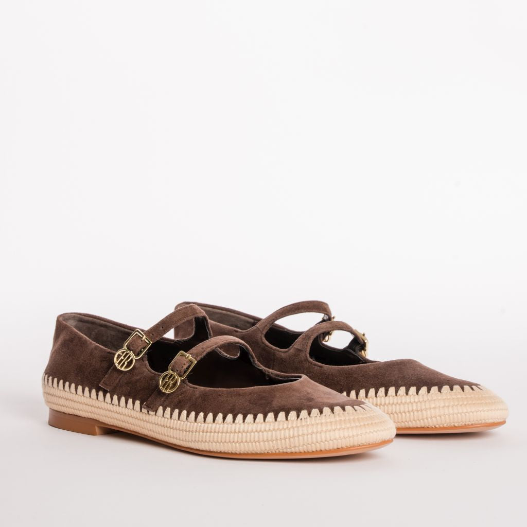 Belina | Zapatos planos tipo Mary Jane con doble hebilla y detalle de cordón