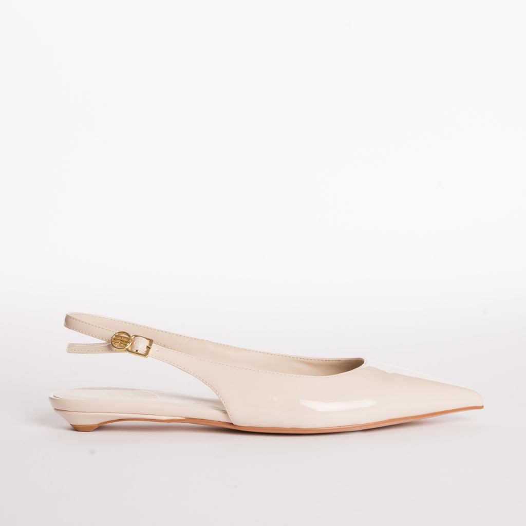Pointed-Toe Slingback Pumps with Kitten Heel