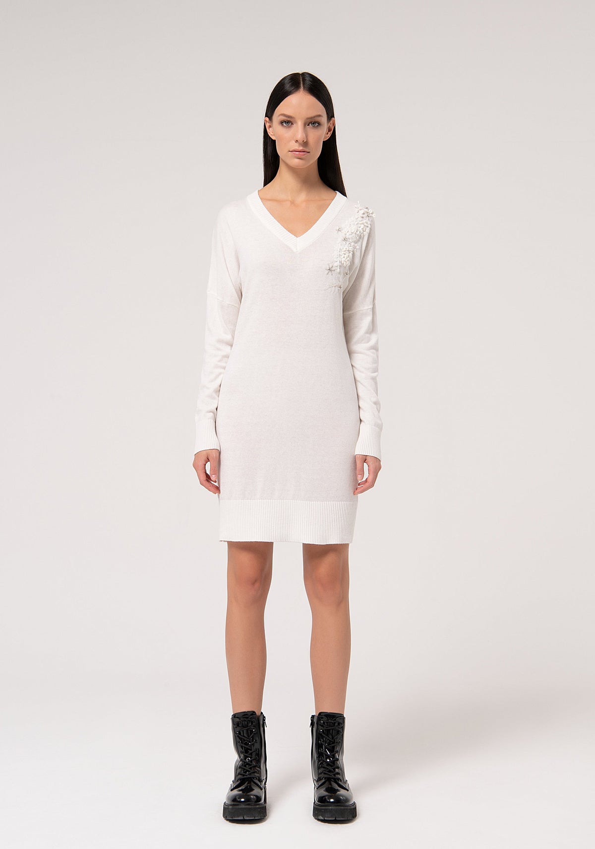 Mini knitted dress slim fit with angora