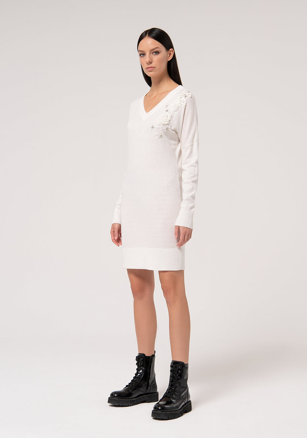 Mini knitted dress slim fit with angora