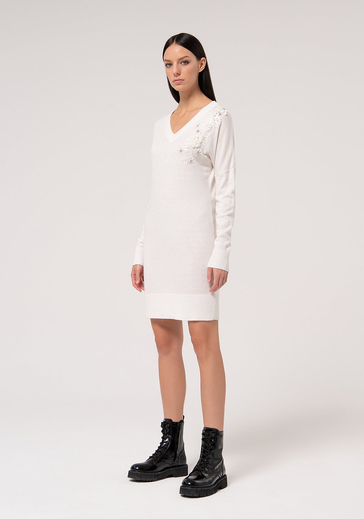 Mini knitted dress slim fit with angora