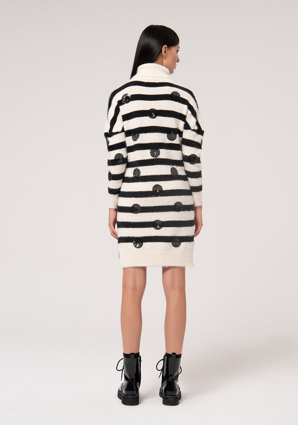 Mini knitted dress regular fit with stripes