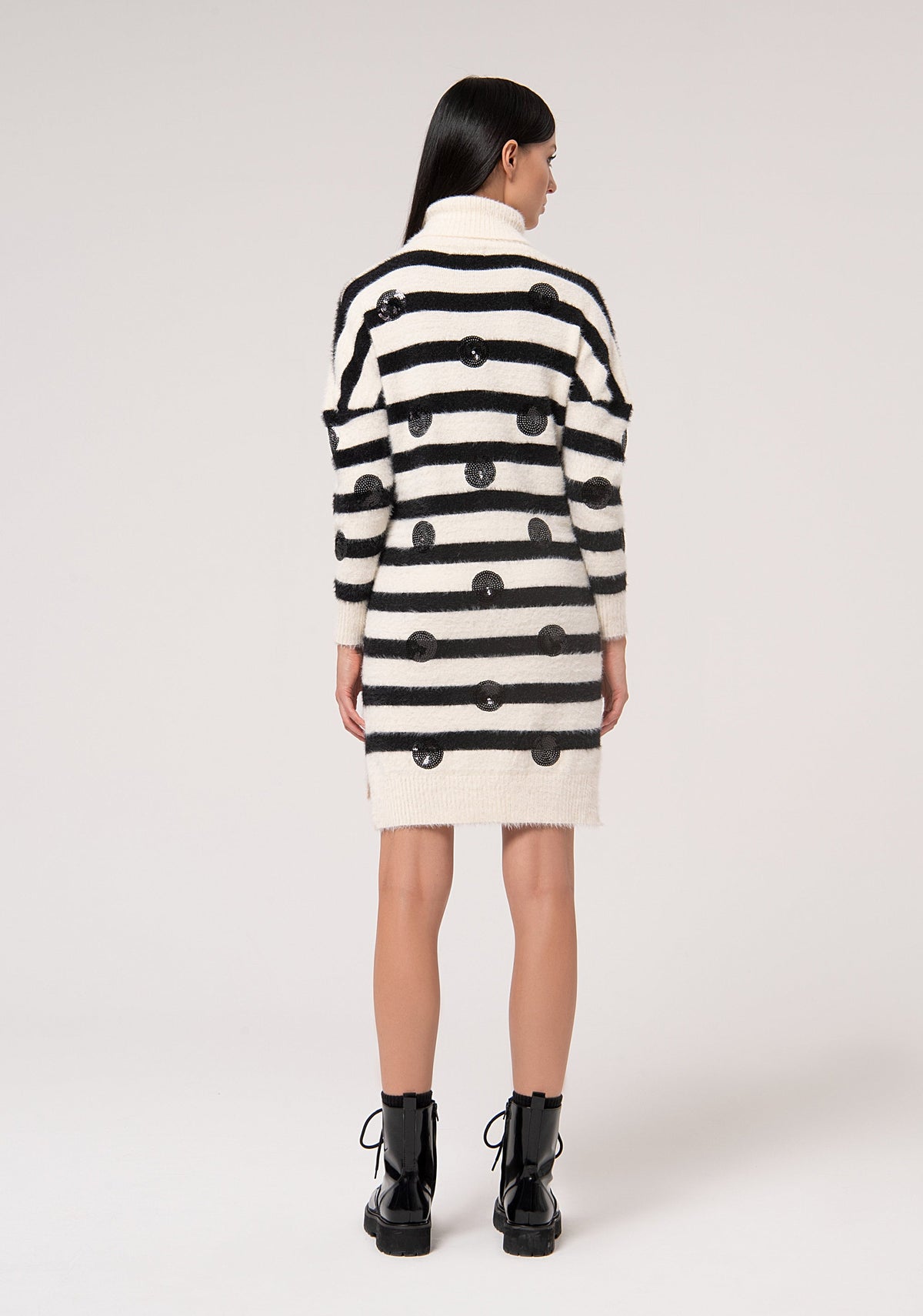 Mini knitted dress regular fit with stripes