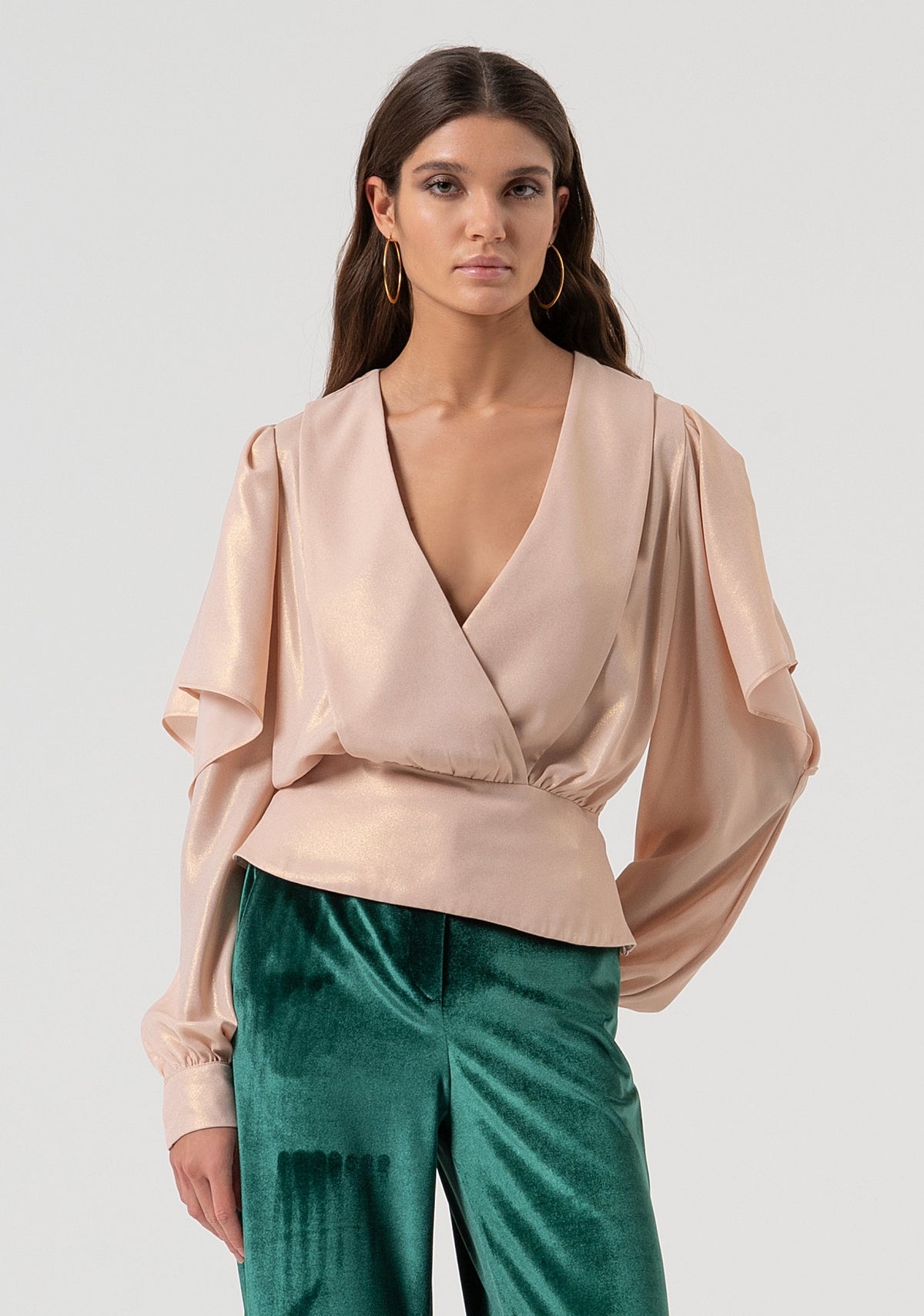 Mia | Blusa de corte recto confeccionada en georgette con purpurina
