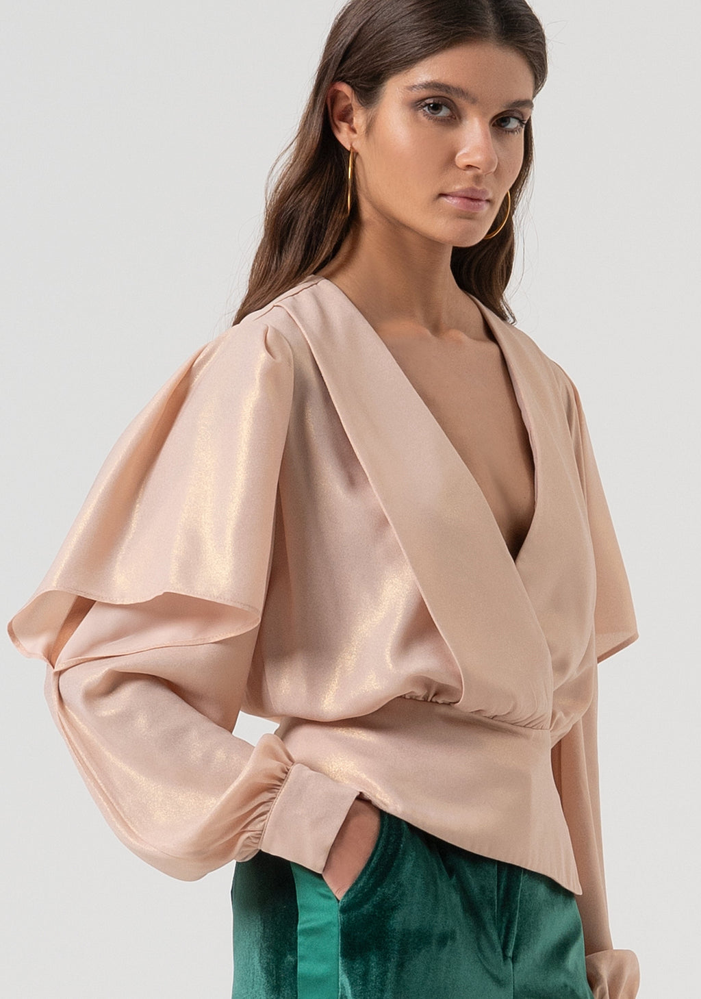Mia | Blusa de corte recto confeccionada en georgette con purpurina