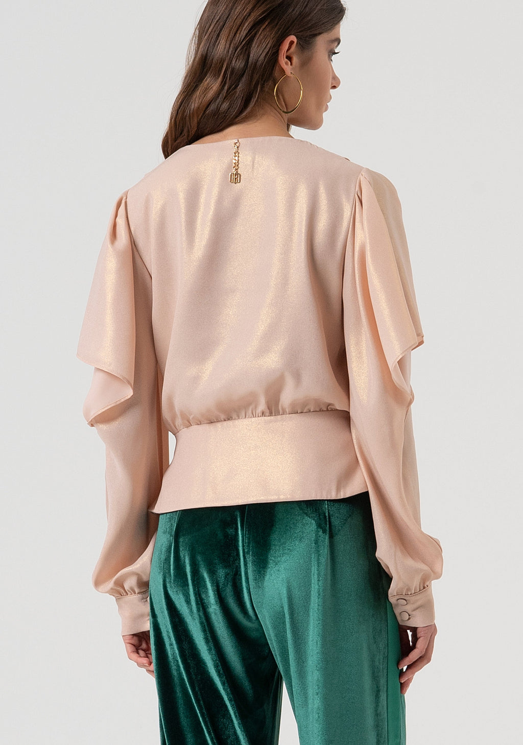 Mia | Blusa de corte recto confeccionada en georgette con purpurina