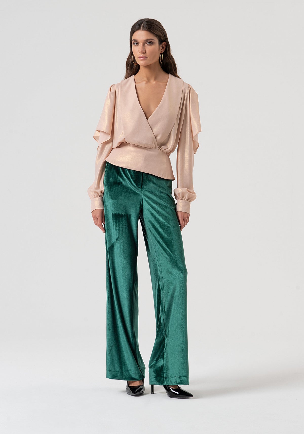 Mia | Blusa de corte recto confeccionada en georgette con purpurina