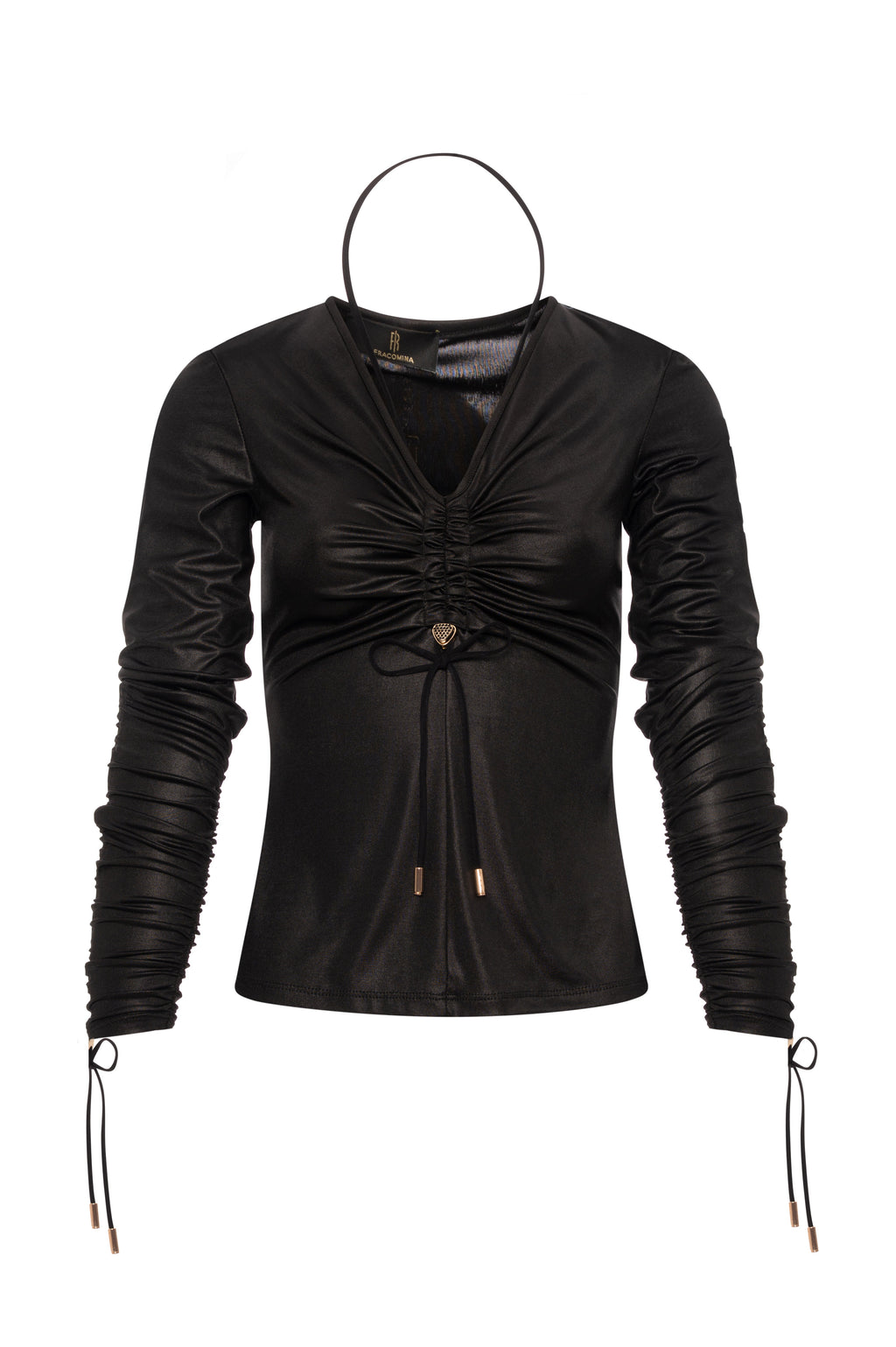 Emma | Blusa de corte entallado confeccionada en imitación de piel