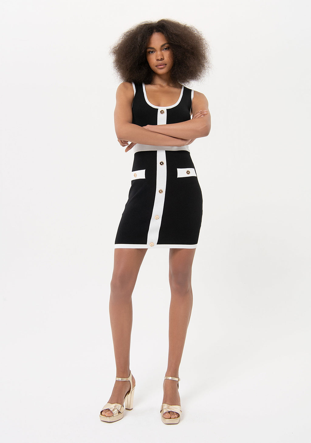 Knitted mini dress slim fit with ribs