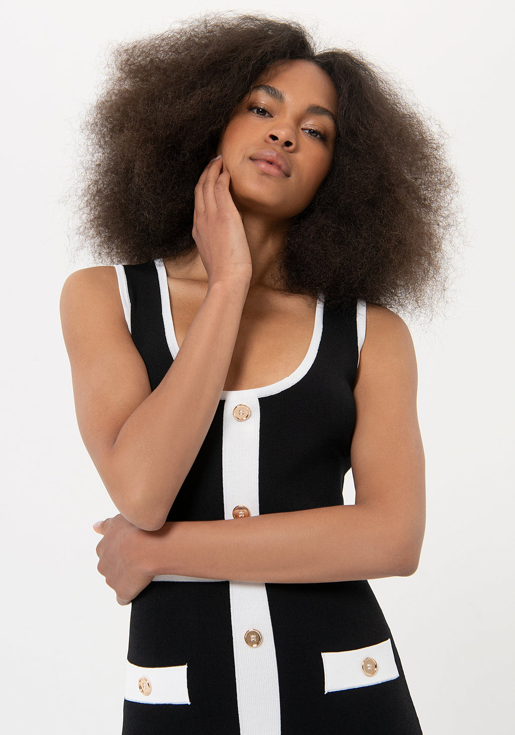 Knitted mini dress slim fit with ribs
