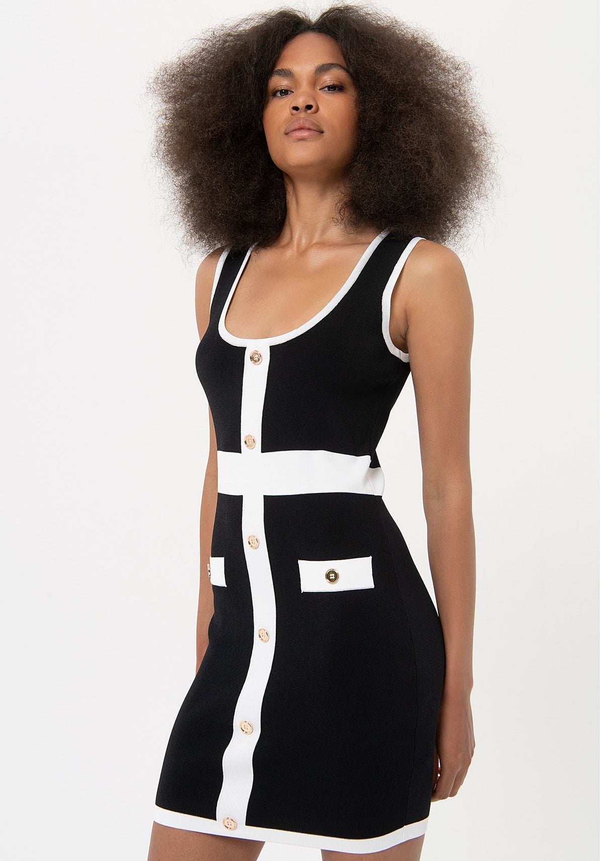 Knitted mini dress slim fit with ribs