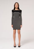 Knitted mini dress slim fit with stripes