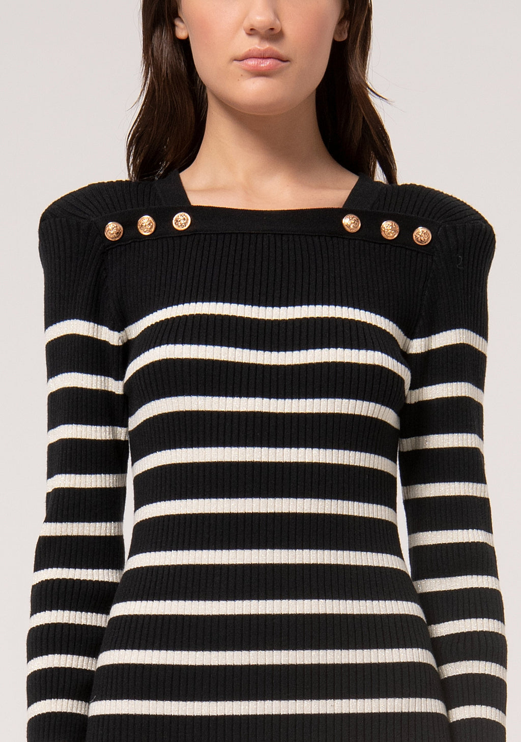 Knitted mini dress slim fit with stripes