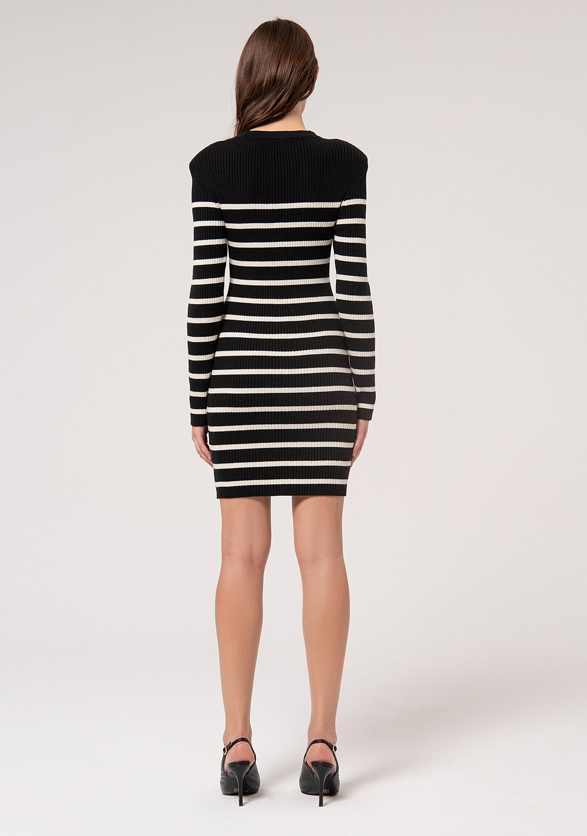 Knitted mini dress slim fit with stripes