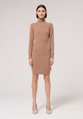 Knitted mini dress slim fit with plaits made in wool and cachemire