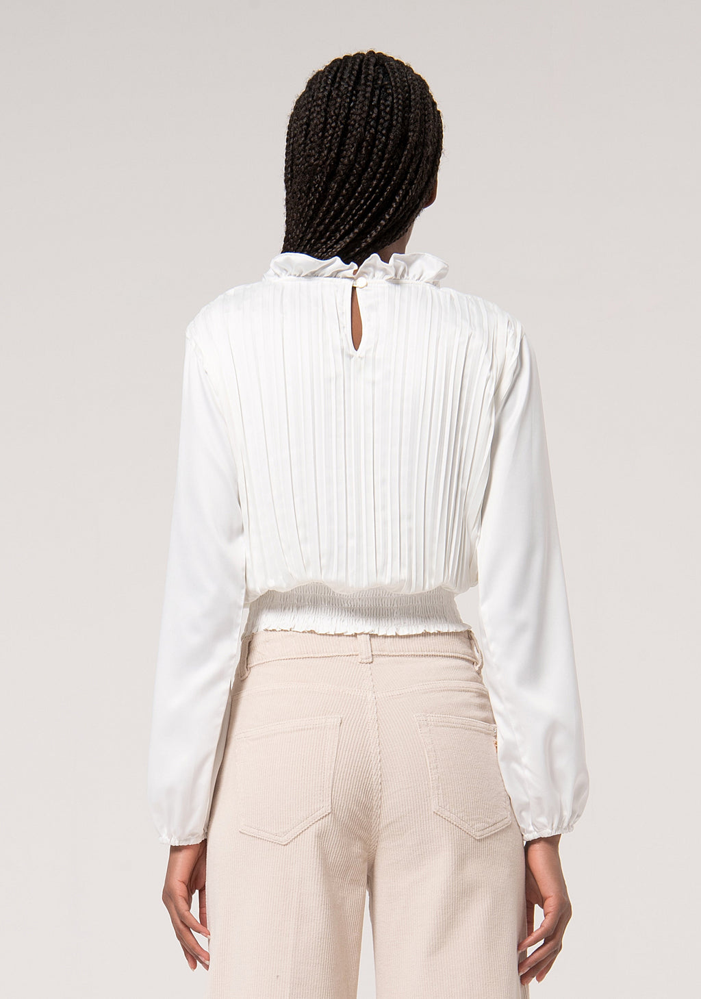 Blouse cropped with plissè effect