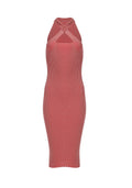 Knitted dress slim fit, middle length, with ribs with lurex