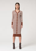 Knitted dress slim fit middle length with stripes