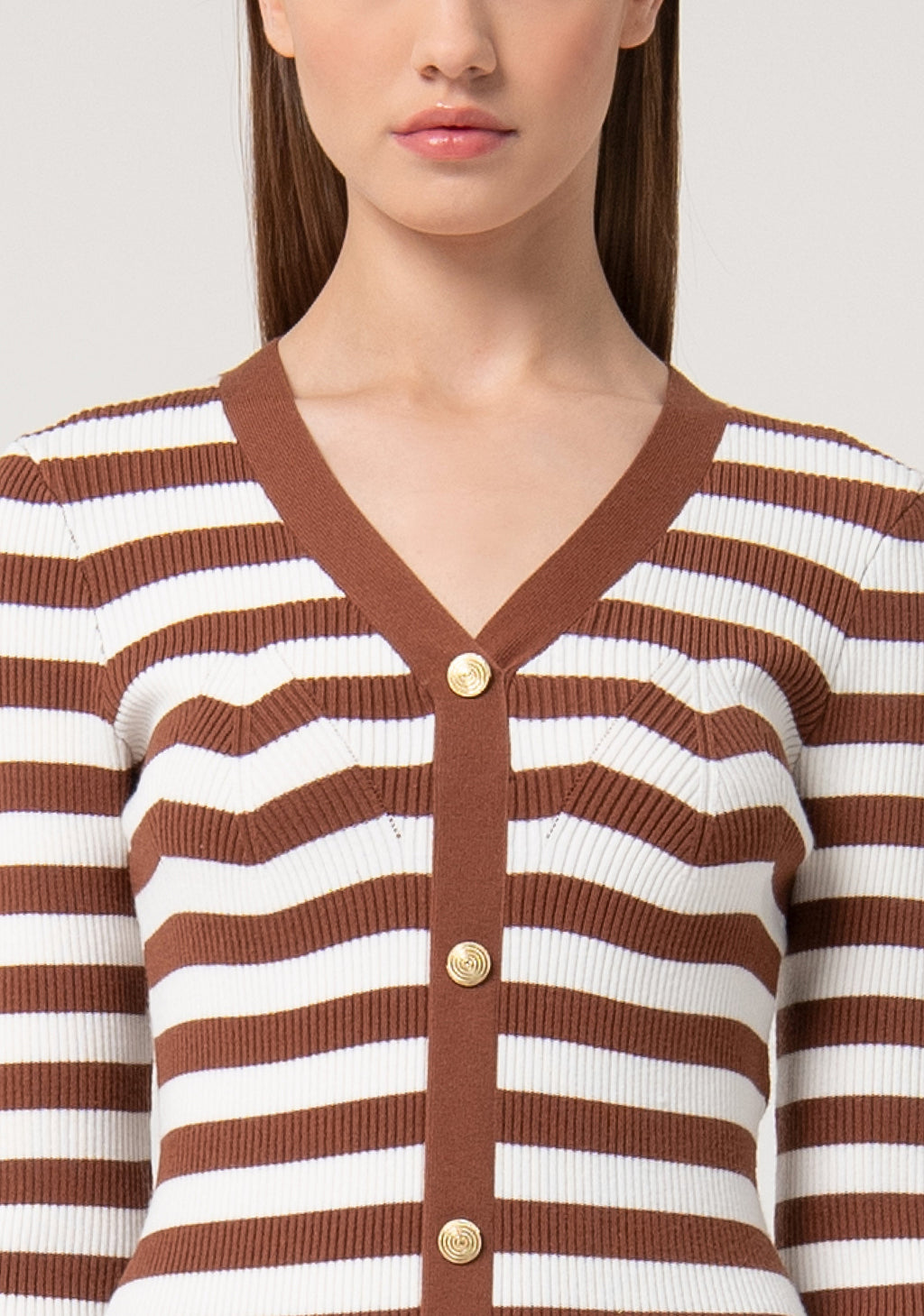 Knitted dress slim fit middle length with stripes