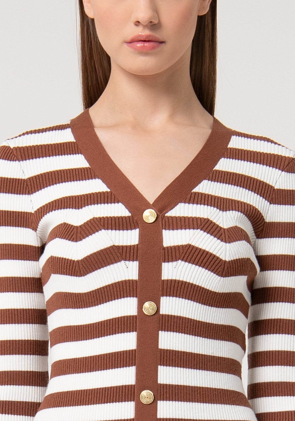 Knitted dress slim fit middle length with stripes
