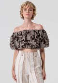 Top cropped made in embroidered fabric