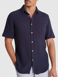Adrián Camisa de Manga corta Azul liso