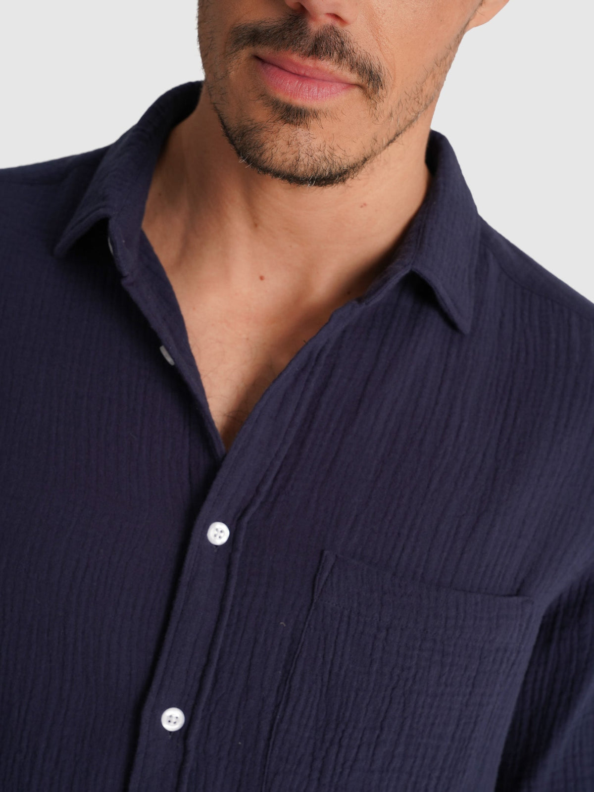 Adrián Camisa de Manga corta Azul liso