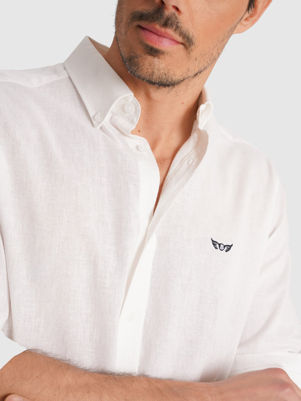 Iker Camisa Corte Regular Branca Lisa